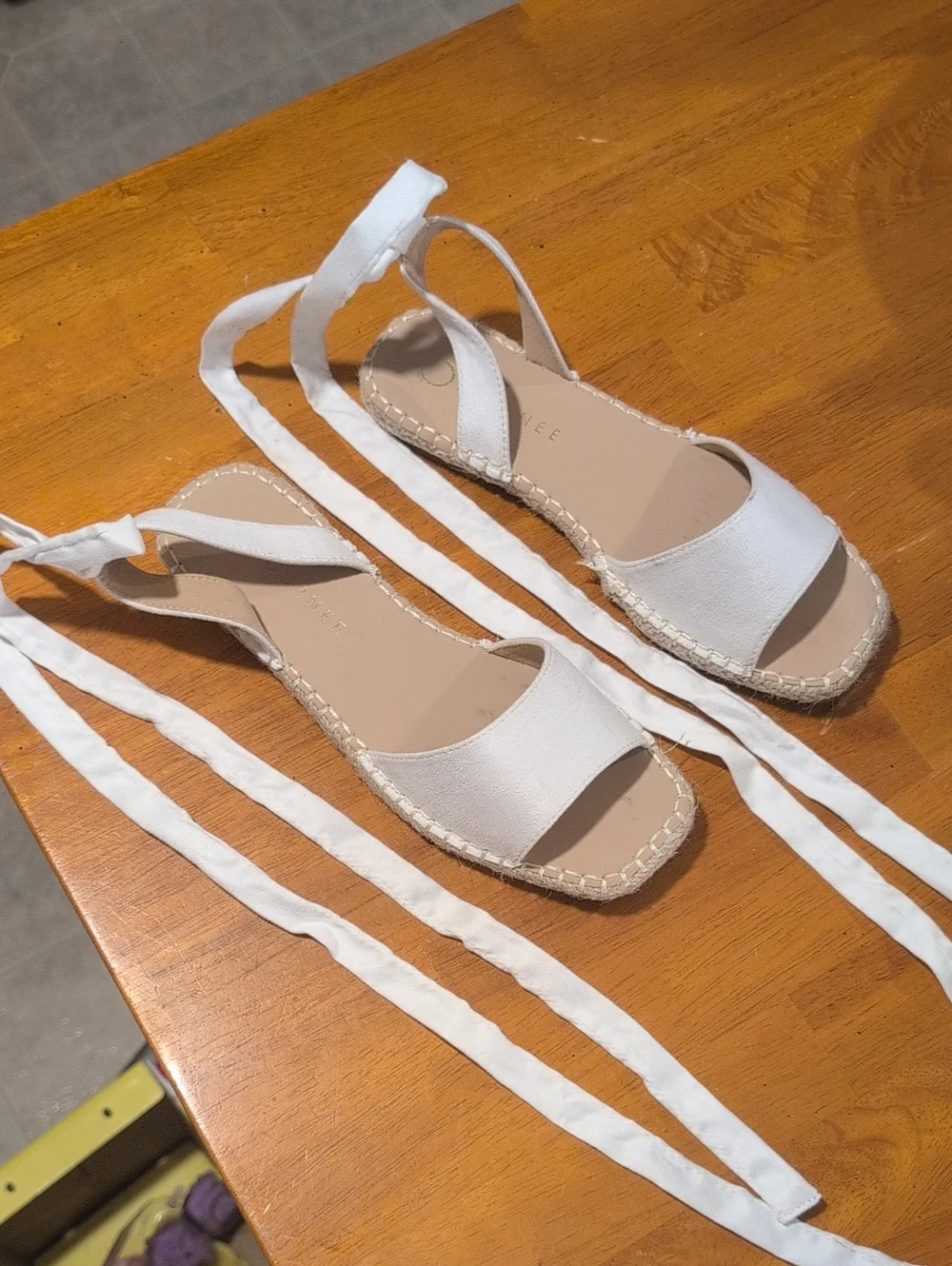 White Lace-Up Espadrille Sandals - Women